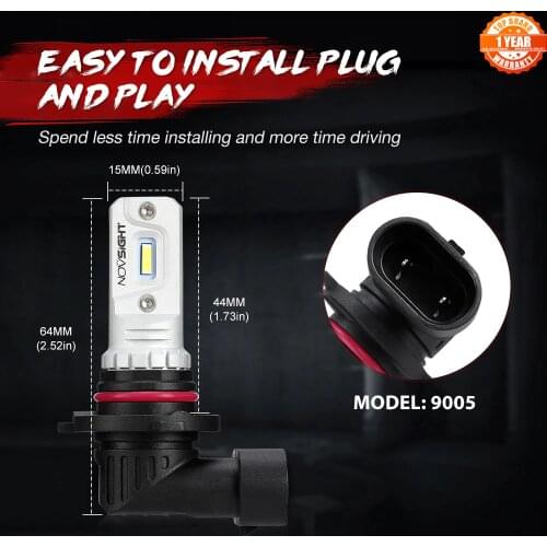 NOVSIGHT 2000LM Fog Light Bulbs LED H11/H8/H9 H7 H3 H1 9005/HB3 9006/HB4 Car Headlight 6000K 60W Headlamps White Fog Lights