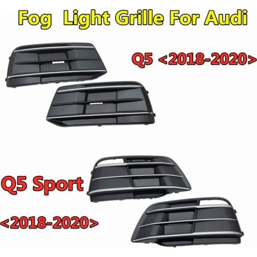 WL Car Front Lower Bumper Racing Grills Fog Light Grille For Audi Q5 Sport 2018 2019 2020 ABS Foglamp Frame OEM 80D807681E/682J