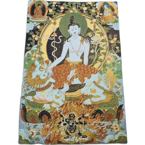 China old Tibet silk Thang ka like hanging painting fengshui Tibetan White Dumu Buddha God statue portrait