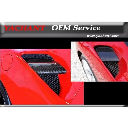 Car Styling Dry Carbon Fiber Plain Weave Side Air Vents Fins Fit For 2015-2017 F488 GTB & Spider OEM Style Side Air Vents Fins