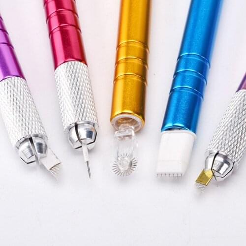 50pcs Microblading Pen Tatoo Eyebrow Permanent Makeup Hand Tools Microblading Holder Stainless Steel Handmade Manual Tattoo Pen