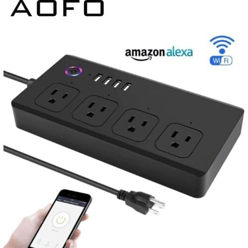 Smart WiFi Power Strip:Compatible with Alexa,Google Assistant,Free App Control,Wireless Timer,No Hub Required,for Smart Home