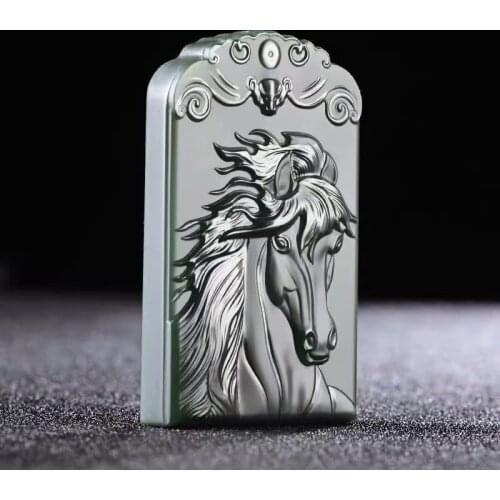 Admirable He Tian Jade Horse Pendant jadeite Amulet Hanging Bless Chinese Zodiac 12 Animal Signs