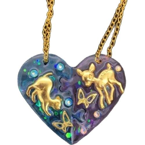 2-Pcs Heart locks for lovers Pendant Liquid Silicone Mold DIY Epoxy Resin Mould Jewelry Tools