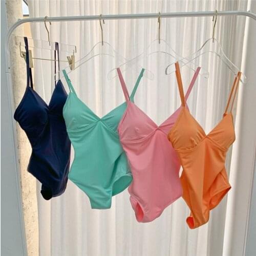 Swim Suit Women Swimwear Push Up Swimsuit Swimming Wear Woman One Piece Candy Color New Female Solid Polyester
