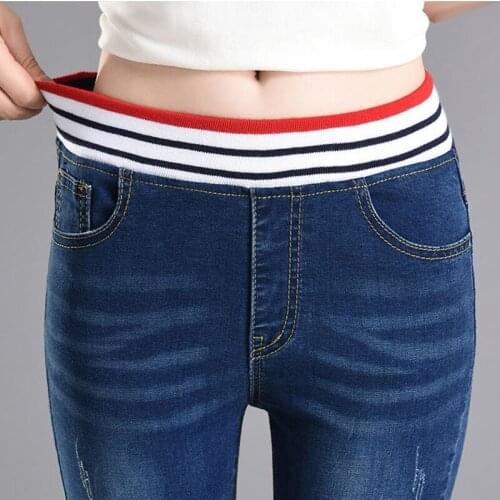 Winter Fleece Warm Jeans Female Large Size Womens High Waist Elastic Skinny Denim Pants Plus Size Stretch Jean For Woman