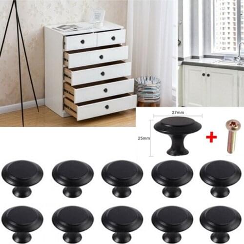 10pcs Black Handle Cabinet Knobs Closet Wardrobe Bedside Cabinet Knobs Shoe Cabinet Handle Drawer Door Handle Door Pull Handle