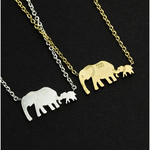 10Pcs Lot Elephant Necklaces Wholesale Stainless Steel Jewellery Gold Silver Color Baby Mom Elephant Animal Best Wedding Gifts