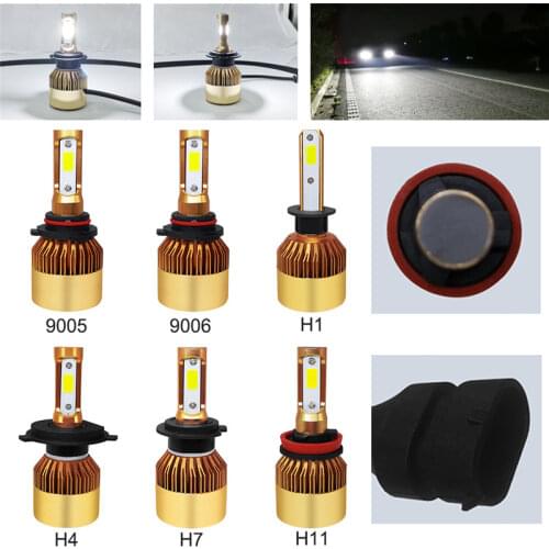 2Pcs H4/H7/H11/H1/9005/9006 72W 16000LM Super Bright COB LED Headlight Canbus Car Auto Hi/Lo Beam Bulbs 6000K White Car Styling