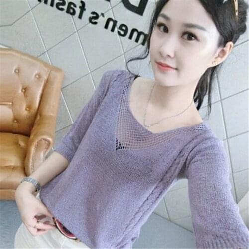 2019 Hollow Out Tops Women Summer Fashion half Sleeve Pullover Knitted Sweater Jumper Top Thin Knit Wear Sweater PZ2027