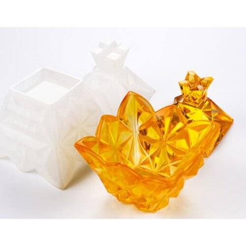 2020 New Cut surface diamond jewelry storage box mold jewelry box silicone mold diy crystal epoxy resin mold