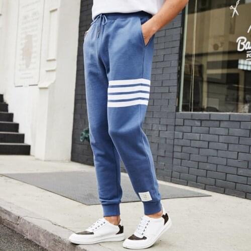 2021 Fashion TB THOM Brand Sweatpants Men Women Spring Cotton Casual Sports Trousers Stripe Tracksuit Bottoms Jogger Track Pants