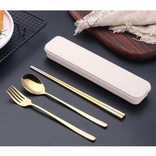 3pcs/set 304 Stainless Steel Flatware Set Spoon Fork Chopstick Dinner Tableware Kitchen Accessories Western Fork Set PN 007