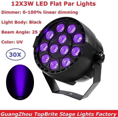 30Pcs/Lot DHL Shipping Professional LED Stage Lights 12 LEDs UV Color Par DMX Stage Lighting Equipments With 8 DMX Channel
