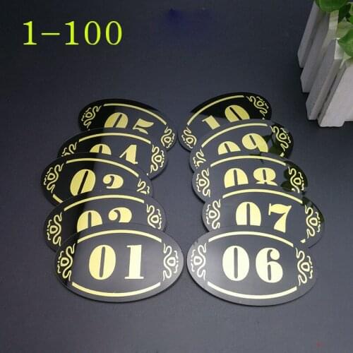 5*8cm Acrylic Store Hotel Adhesive Door Table Sign Plate Storage Cabinet Shelf Number Sign Sticker Party DIY Decoration 100pcs