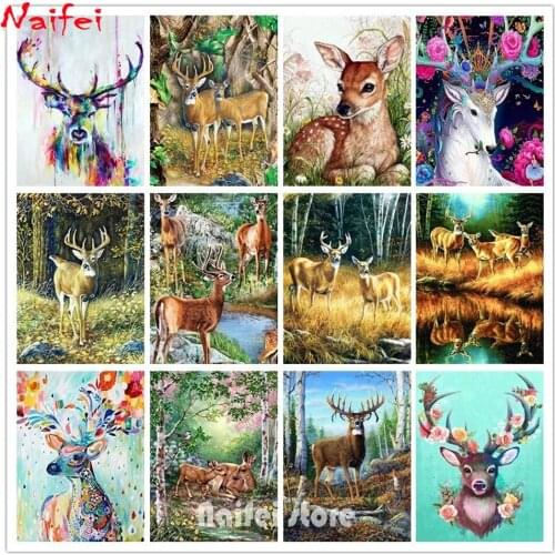 DIY 5d Diamond Painting Animal Deer Full Squaer Round Drill Cross Stitch Diamond Crystal Painting Mosaic Diamond Kit Embroidery