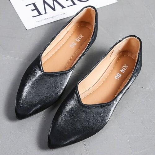 Women Comfort Ballet Flat Shoes Point Toe Casual Shoe Leather Loafers One-step Multi-function Driving Soft Shoe Fashion Overshoe