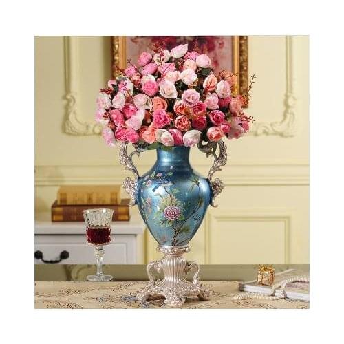 European retro resin large vase, floral ornaments, creative home office desktop decorations