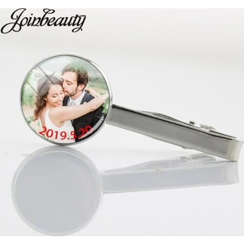 TAFREE Custom Brooch Wedding anniversary Tie Pin Glass Dome Tie Clips Metal Tie Pin Lover Husband Best man Gifts NA01