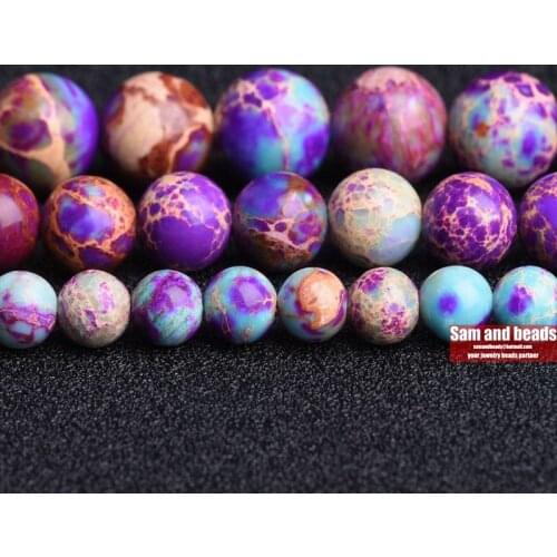 Natural Stone Fuchsia Lake Blue Sea Sediment Turquoises Jaspers Beads 6/8/10MM Diy Beads For Jewelry Making