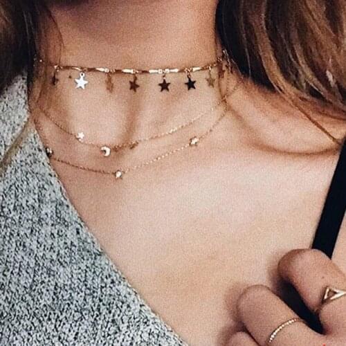 COWBREAD Summer Handmade Chain Women Necklace Five-pointed Star Tassel Female Simple Necklace Wild Clavicle Chain Neck Jewelry