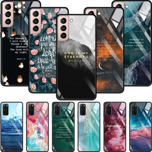 Bible Verse Smartphone Case For Samsung Galaxy S21 Ultra Plus S20 FE Plus S20Ultra S10 Lite S9 Glass Cover
