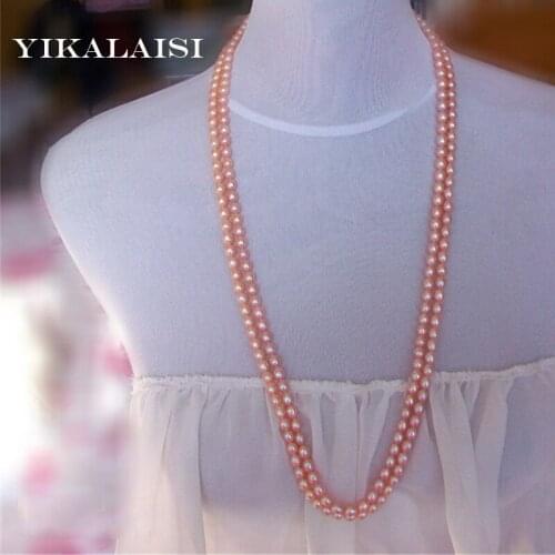 YIKALAISI Long Multilayer Natural Pearl Necklace Drop-shaped Choker Charm Women Accessories Statement Necklace Jewelry For Women