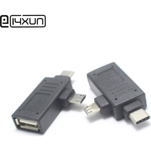 EClyxun USB 3.1 Type C + Micro USB Male Plug to USB 2.0 Female jack OTG Connector Adapter for Data Line Phone U Disk