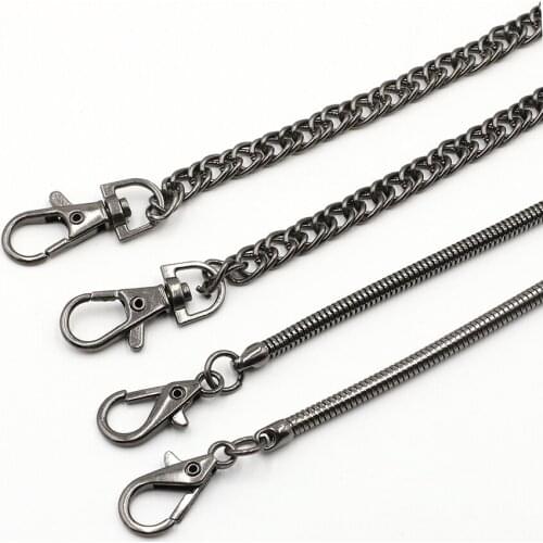 FASHIONS KZ 125cm Long Metal Round Snake Chain Female Shoulder Bag Crossbody Replacement Bag Strap Gun Color Metal Chain KZC0003