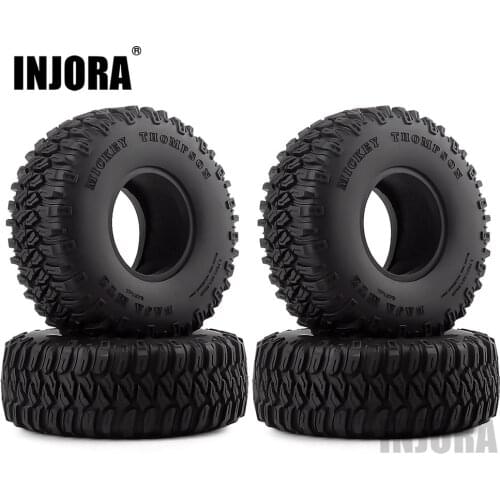 INJORA 4Pcs 1.55" Soft Rubber Wheel Tires 1.55 Inch Tyre for RC Crawler Car D90 TF2 Tamiya CC01 LC70 LC80