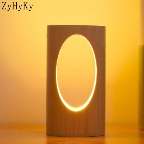 Creative Gift New Strange Solid Wood Table Lamp European-Style USB Table Lamp High-End Gift Smart Solid Wood LED Night Light