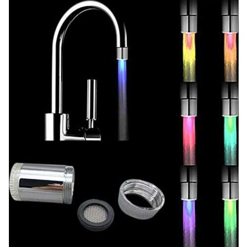 Creative Kitchen Bathroom Light-up LED Water Faucet Colorful Changing Temperature Sensor Light No Battery Supply