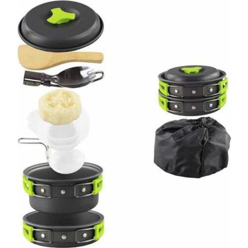 10Pcs Portable Outdoor Camping Cookware Cooking Picnic Bowl Spoon Pot Pan Set Tableware Equipment High-quality