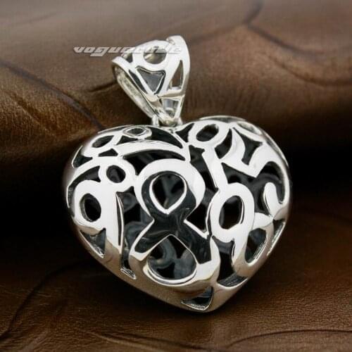 LINSION 925 Sterling Silver Hollow Heart Beautiful Charms Pendant 8X009