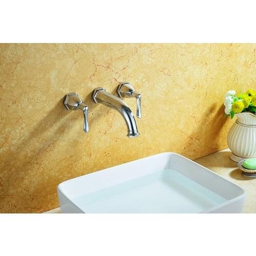 Free ship Chrome finish wall mounted 8 " widespread bathroom basin vessel sink faucet mixer tap 3 Holes