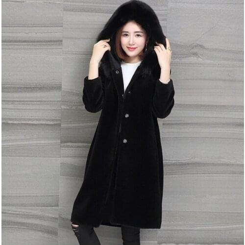 New Autumn Winter Fur Coat Women Clothes High Quality Imitation Mink Fur Hooded Plus Size Thicken Warm Long Coats Female