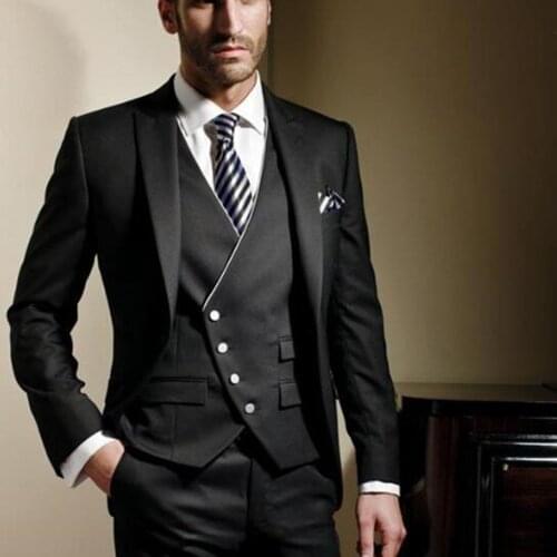 New Classic Men’s Suit Smolking Noivo Terno Slim Fit Easculino Evening Suits For Men Black Formal Blazer Wedding Tuxedos Groom