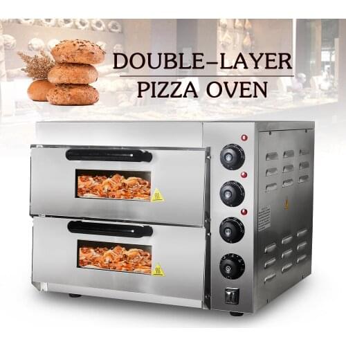 20L Commercial Double Layer Pizza Oven 3000W Electric Convection Oven Roast Chicken Duck Cake Bread Baking Oven Stainless Steel