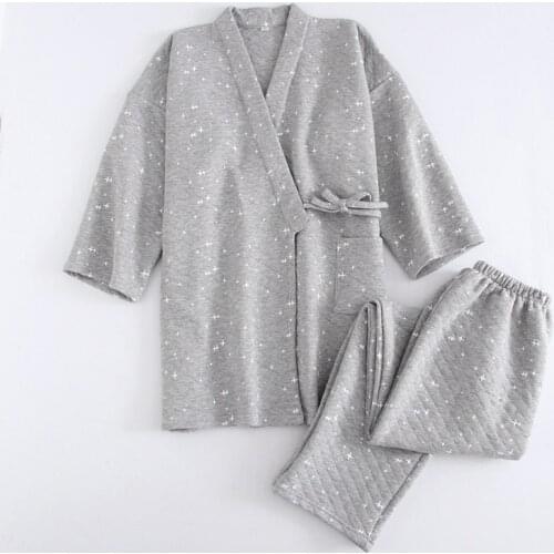 Pajamas for Men 2018 Autumn Winter thick Cotton Pyjamas Kimono Pajama Sets Sleepwear quality New Home Clothes pijama hombre