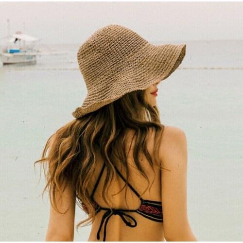 Hot Women Lady Girl Beach Medium Brim Summer Foldable Floppy Straw Hat Flower Travel Sun Straw Hat Cap for Women