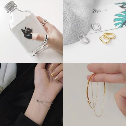 925 Sterling Silver Pin Compact ring geometry simple jewelry set,can be purchased separately,to increase the popularity jewelry