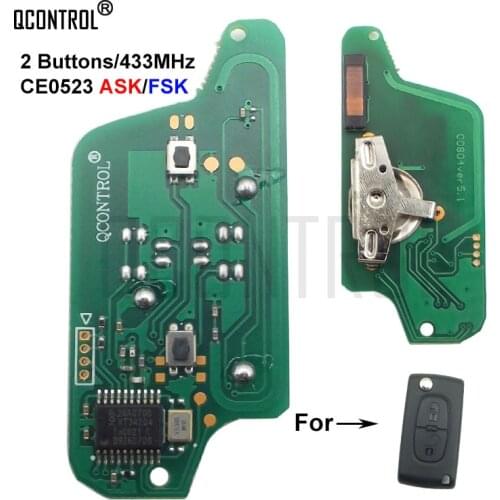 QCONTROL Car Remote Key Circuit Board for Peugeot 207 307 308 407 807 Expert Partner CC SW (CE0523 ASK/FSK) 2 Buttons