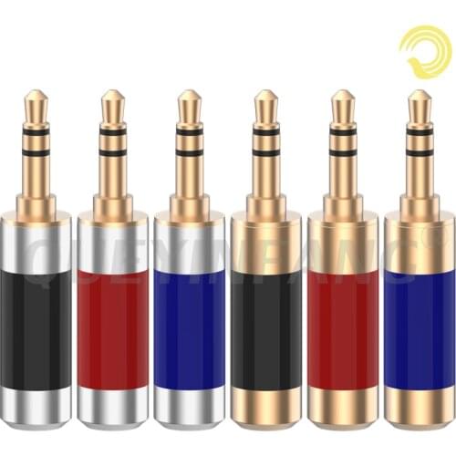 QUEYINFANG 3.5mm Wire Connector Stereo Audio Plug 3-Pole Gold-plated Earphone Adapter 3.5mm 3 Poles Male Plug