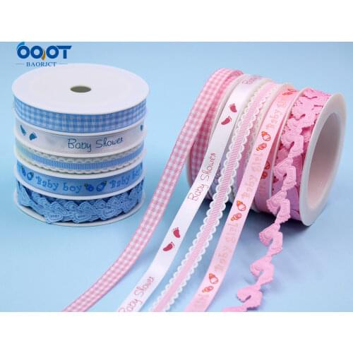 Baby Boy Girl Series Cartoon Ribbons 25Yards/lot (5Yards Each) 3/8" Bow Cap Accessories Party Gift Wrap DIY Handmade 21223