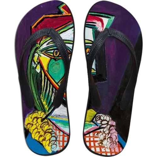 Fashion Summer Beach Flip Flops Men Slippers Sandals Painting Art Printing boy Flat Shoes Designer Master piece Pablo Picasso