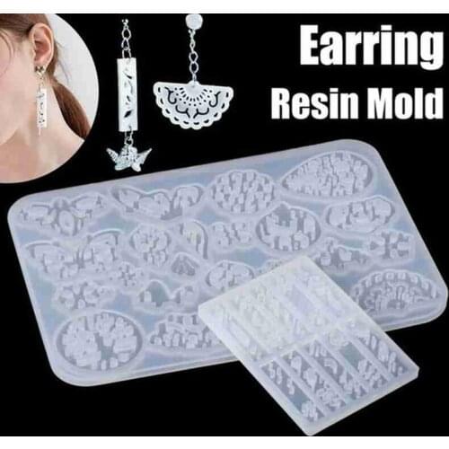 Epoxy Resin Silicone Mold Transparent Hollow Earrings Casting Mould Keychains Pendants Diy Crafts Jewelry Making Tools