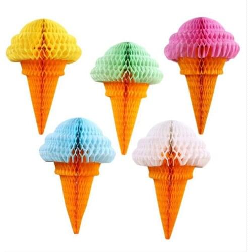 Mix size 32*5pcs and 49cm*5pcs Ice Cream Honeycomb Balls Paper Lanterns shop decoration hanging decoration nursery school