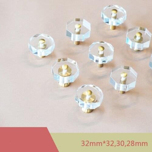 Light Luxury Brass+Crystal Cabinet Handles and Knobs Drawer Pulls Knob Transparent SunFlower/Octagonal Tower Furniture Hardware