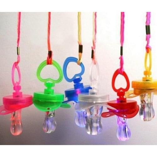 Light Up Pacifier Nipple Whistle Necklace Colorful Flash Led Whistle Stag Hen Party Christmas KTV Disco Cheering Glow Props