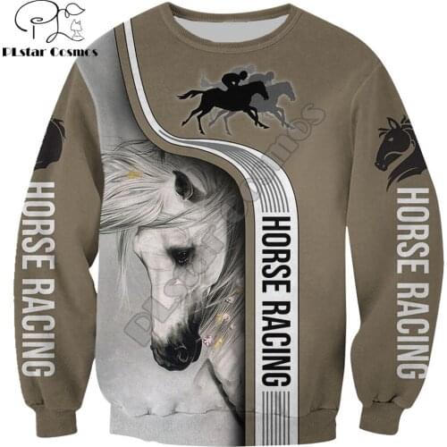 Animal Horse Racing 3D Printed Mens Sweatshirt Harajuku Fashion Long sleeve hoodie Autumn Unisex Pullover sudadera hombre